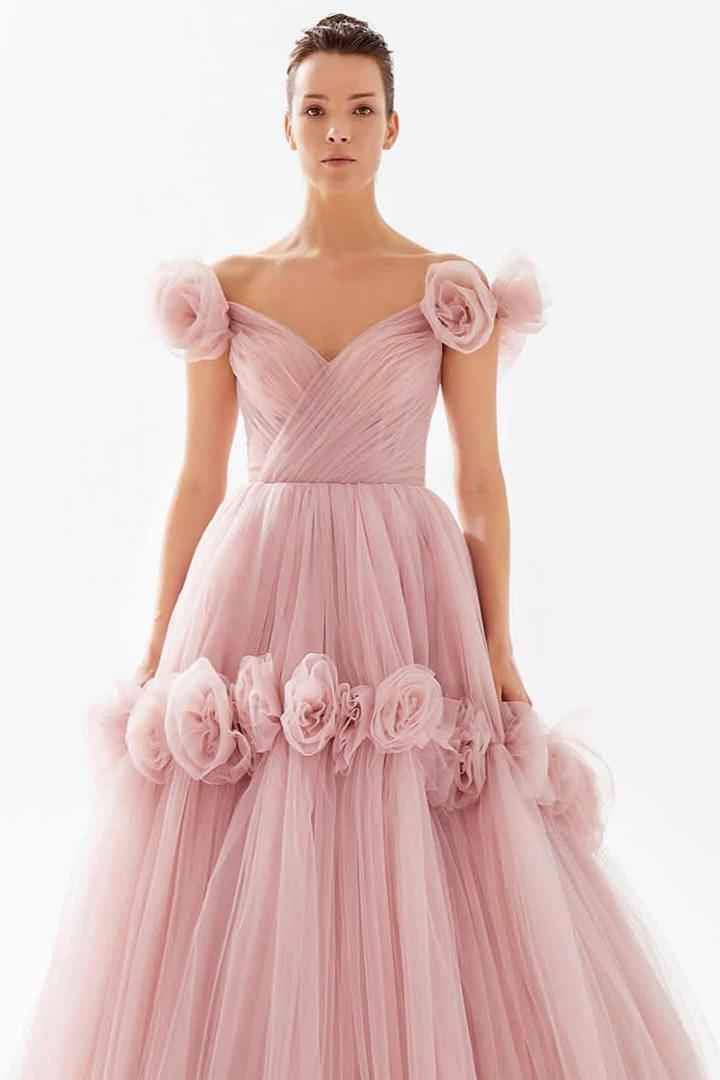 Tulle Off the Shoulder Sleeveless Long Prom Dress With Flower Appliques
