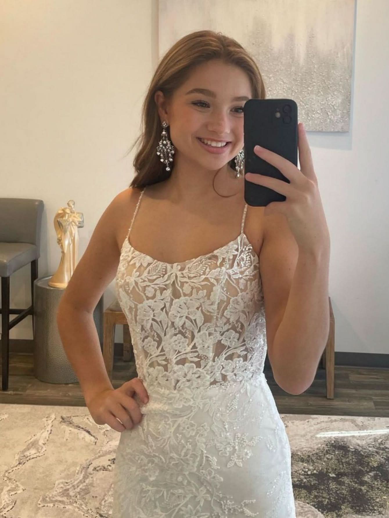Beautiful White Mermaid Prom Dress Long Evening Dress BM bride