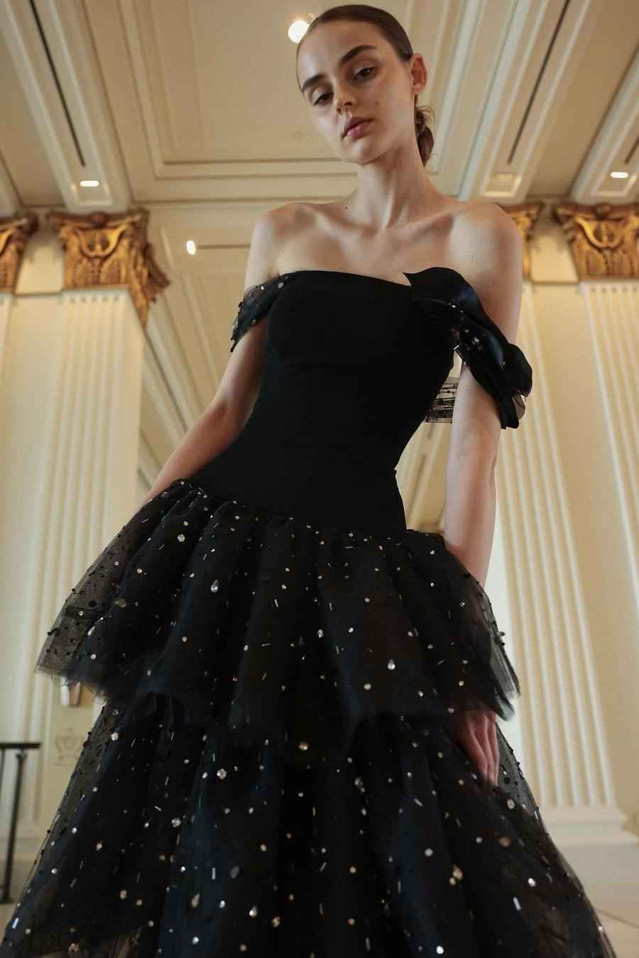 Tulle Off the Shoulder Sleeveless Long Prom Dress With Sequins