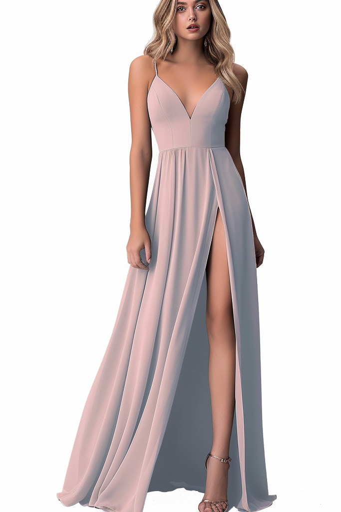 Spaghetti Strap Prom Dress with Gown Tulle Long Slit BM bride