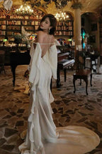 Off The Shoulder Backless Sleeveless Long Mermaid Prom Dress With Pleated
