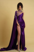 Regency Charmeuse One Shoulder Prom Dress with Ruched Beads BM bride