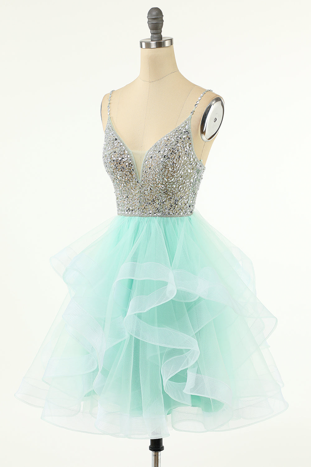 Charming A-Line V Neck Tulle Homecoming Dress BM bride