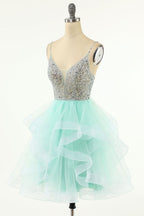Amelia |A Line V Neck Tulle Homecoming Dress BM bride