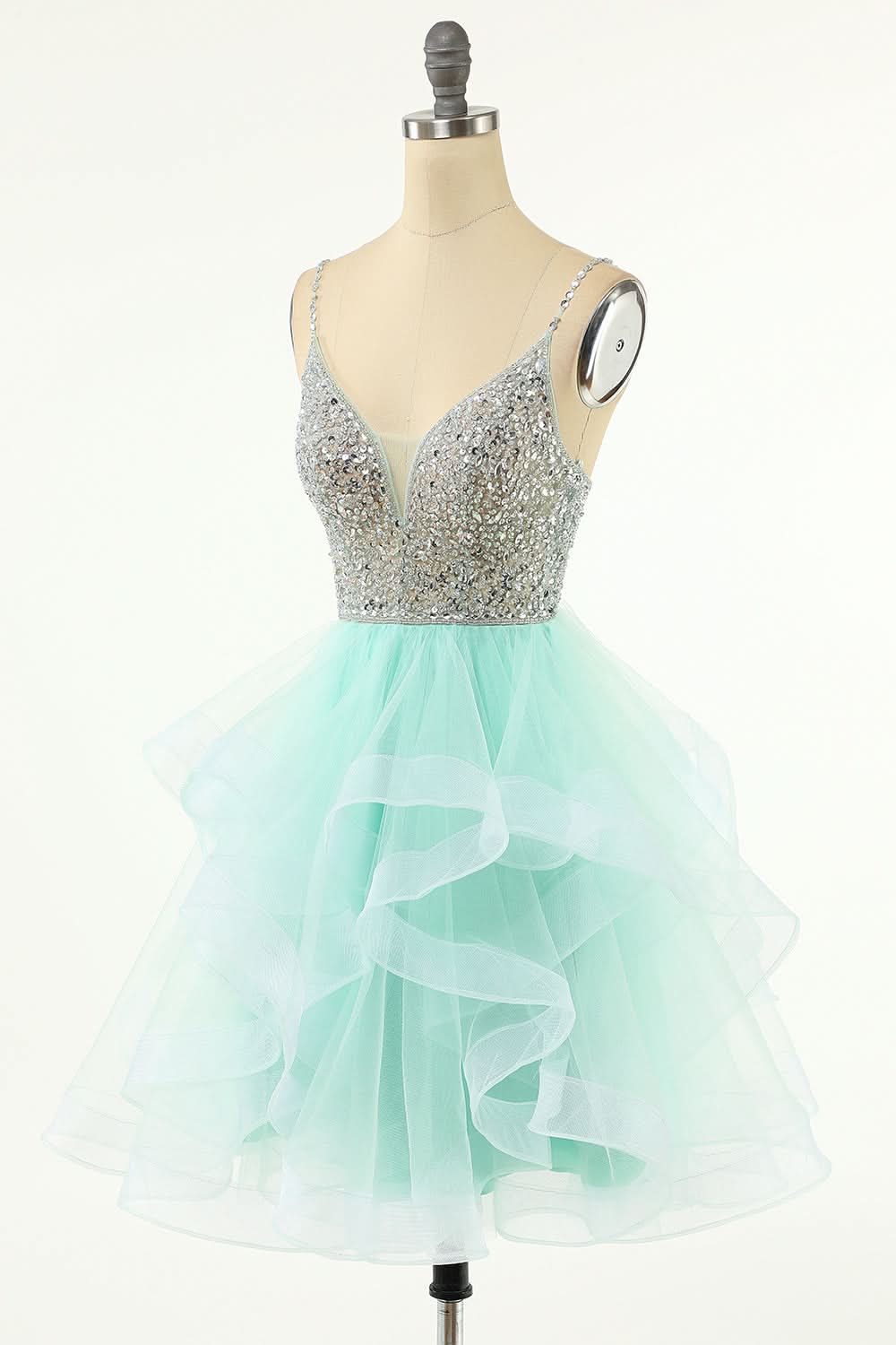 Amelia |A Line V Neck Tulle Homecoming Dress BM bride