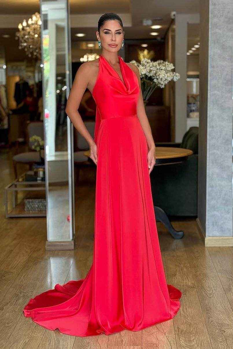 Halter Sleeveless High Waist Mermaid Long Prom Dress With Pleated