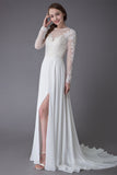 Long Sleeve Lace Wedding Dress with Slit BM bride