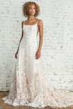 Gorgeous Sleeveless Spaghetti Strap Lace Appliques Wedding Dress (Online) BM bride