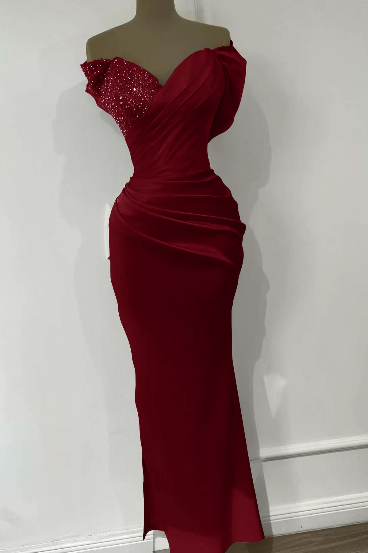Orange Sweetheart Off-the-Shoulder Mermaid Sequins Evening Dress Online BM bride