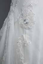 Mermaid Scoop Neck Jewel Wedding Dress with Beadings and Appliques BM bride