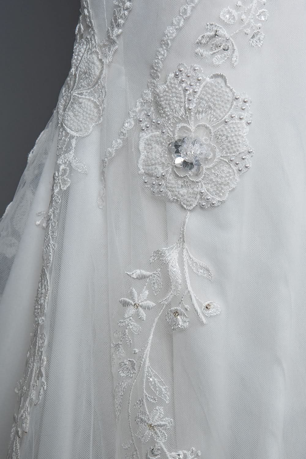 Mermaid Scoop Neck Jewel Wedding Dress with Beadings and Appliques BM bride