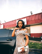 Gilded Dreams - Off-Shoulder Champagne Mermaid Dress in Shimmering Perfection