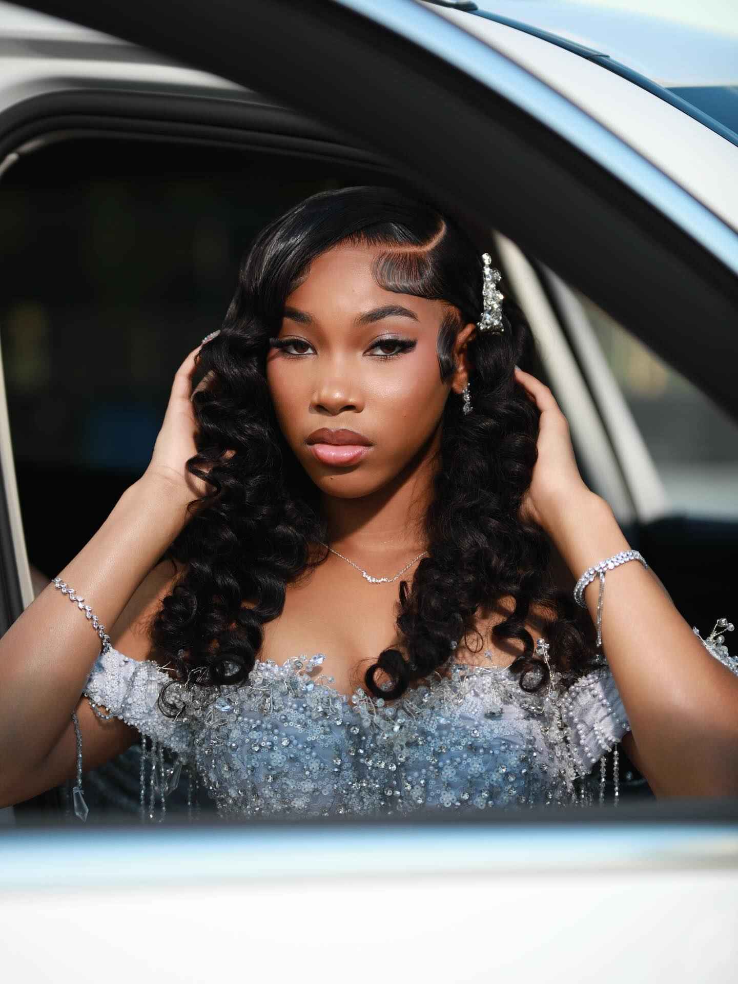 Silver Frost - Silver Crystal Beaded Off-Shoulder Mermaid Prom Dress with Crystal Fringe & Thigh Slit