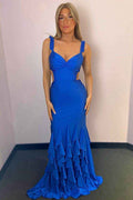 Spaghetti Strap Backless Sleeveless Long Prom Dress With Beading