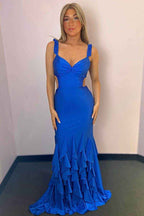 Spaghetti Strap Backless Sleeveless Long Prom Dress With Beading