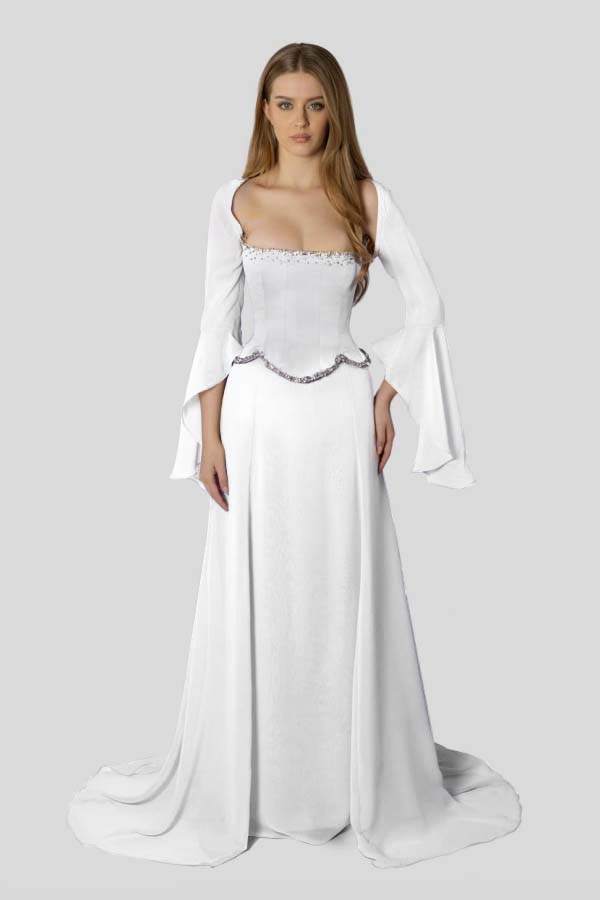 Chiffon Long Sleeves Long Mermaid Prom Dress With Beading Pleated BMBRIDE