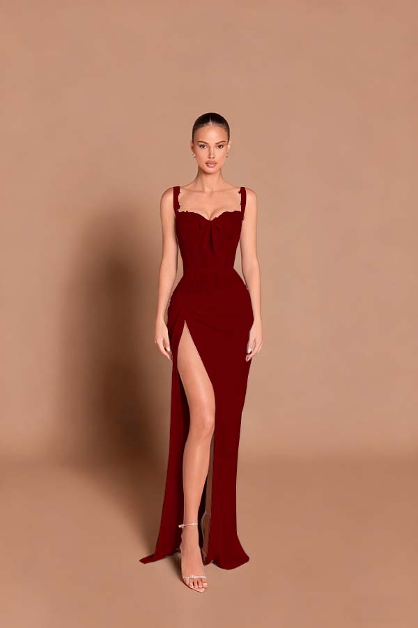 Spaghetti Strap Sleeveless Long Mermaid Prom Dress With Split BMBRIDE