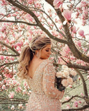 Stunning V-Neck Long Sleeve Mermaid Wedding Dress with Slit BM bride