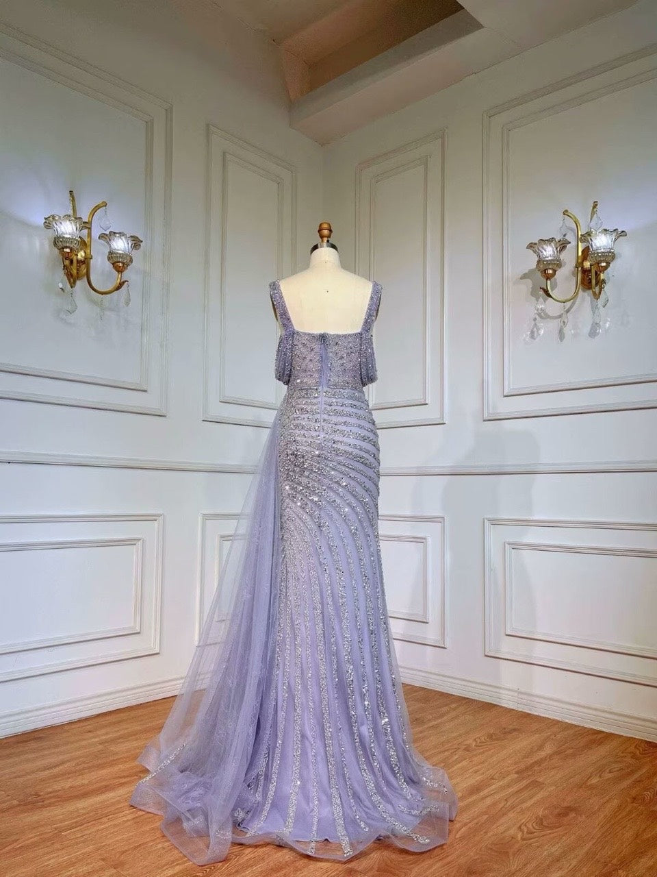 Elegant Beaded Mermaid Party Dress with Sequins BM bride