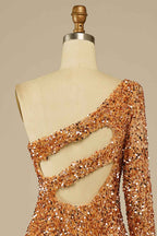 Purple Cut Out Open Back One Shoulder Sequins Homecoming Dress
