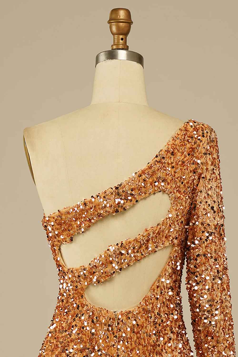 Purple Cut Out Open Back One Shoulder Sequins Homecoming Dress