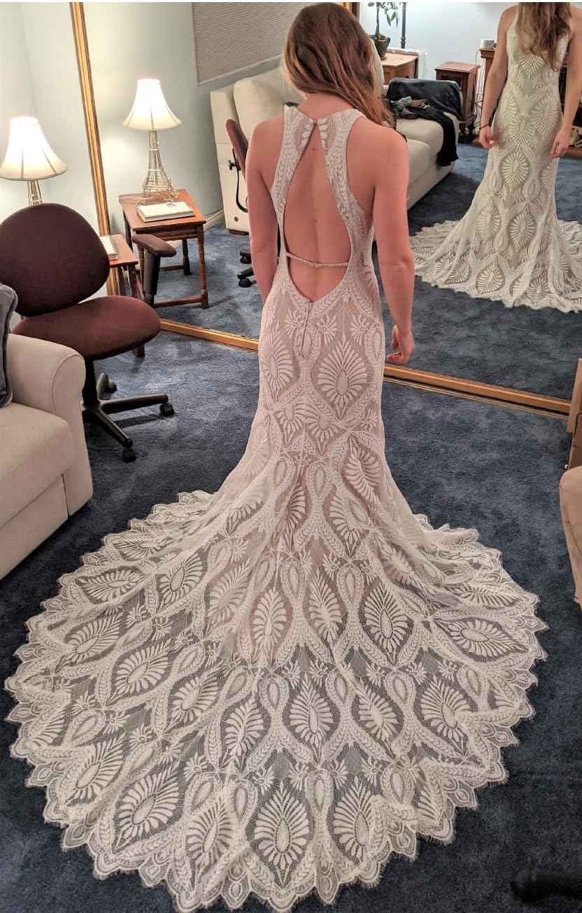 Women's Beach Wedding Dresses for Bride 2022 Vintage Long Sleeves Lace Bohemian Bridal Gown Bmbride