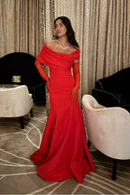 Strapless Off the Shoulder Long Mermaid Prom Dress With Gloves Pleated