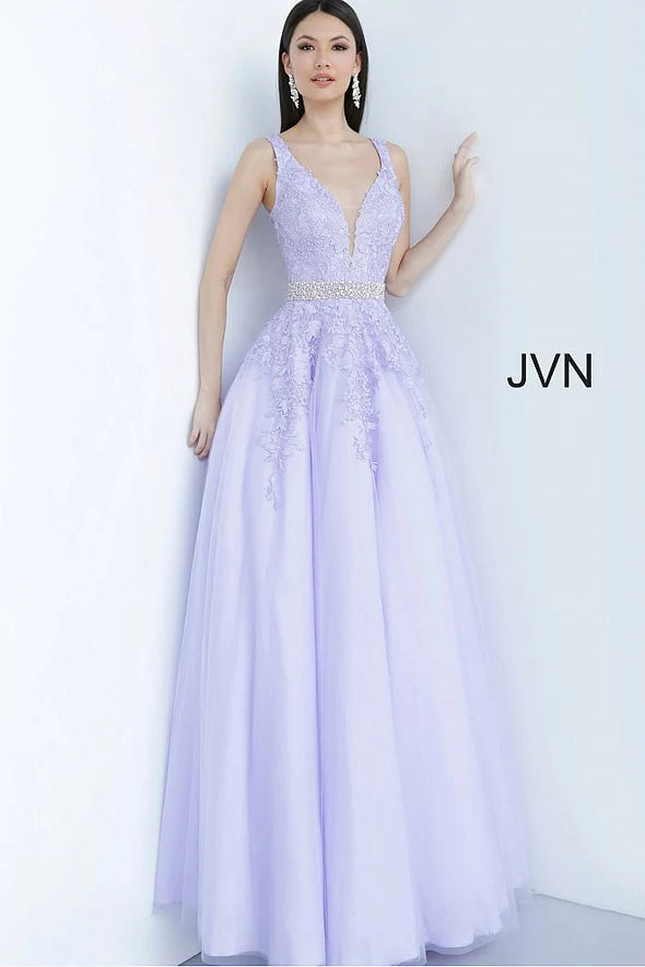 Black V Neck Backless Sleeveless Prom Dress With Applique Beading