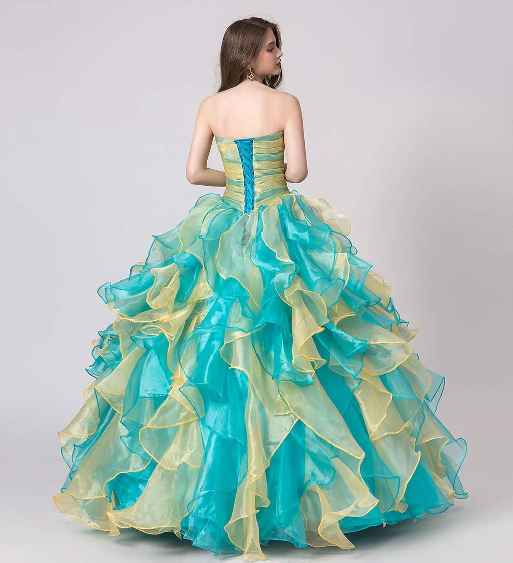 BMbride Women's Beading Sweetheart Ball Gown Tulle Layed Long Quinceanera Dress