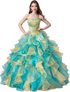 BMbride Women's Beading Sweetheart Ball Gown Tulle Layed Long Quinceanera Dress