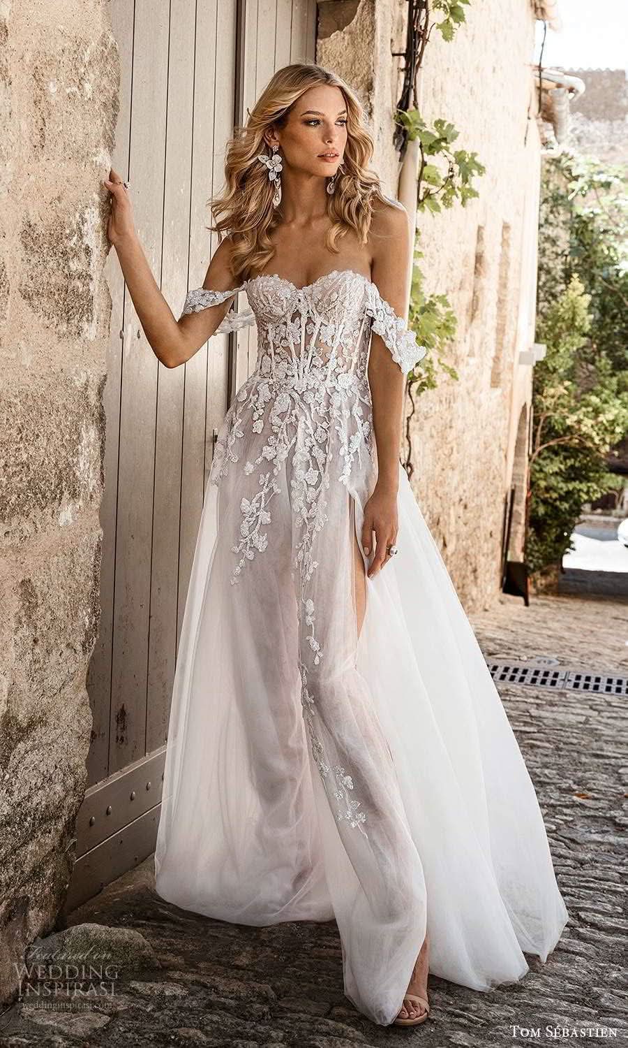 Women's Beach Spaghetti Strap Wedding Dresses for Bride 2025 Boho Long Lace Bridal Gowns for Wedding
