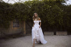 Loyeloy Women's Wedding Dresses for Bride 2025 Sexy V Neck Slit Lace Bridal Wedding Gowns for Bride YJ010