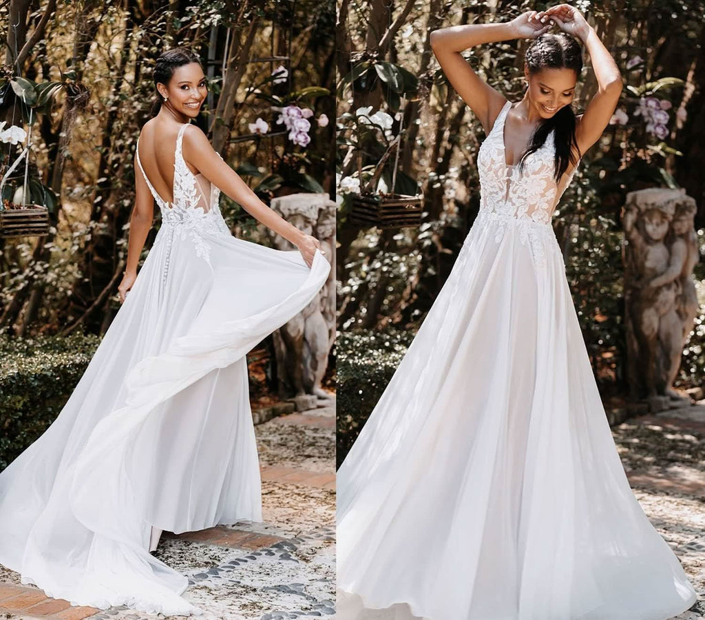 Lace Appliqued Wedding Dresses for Bride 2025 Beach Wedding Bridal Gowns for Women SE002