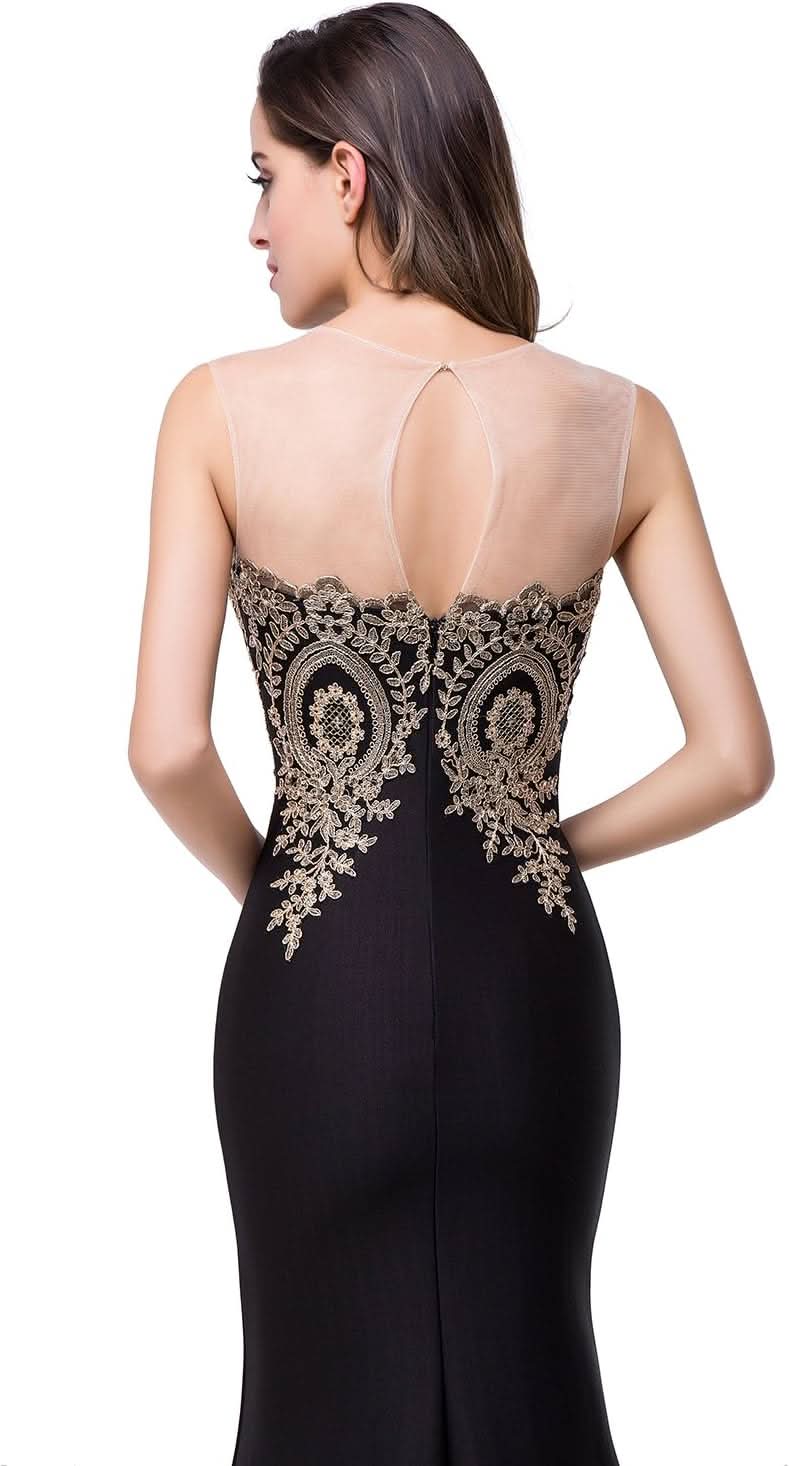 Women's Lace Applique Long Formal Mermaid Evening Prom Dresses Bmbride