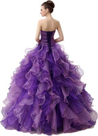 BMbride Women's Beading Sweetheart Ball Gown Tulle Layed Long Quinceanera Dress