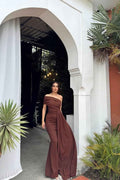 One Shoulder Sleeveless Strapless Pleated Mermaid Long Prom Dress With Ruffles