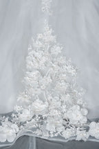 Cap Sleeve Jewel Neck Ball Gown Wedding Dress with Floral Appliques BM bride