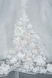Cap Sleeve Jewel Neck Ball Gown Wedding Dress with Floral Appliques BM bride