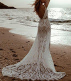 Women's Beach Wedding Dresses for Bride 2022 Vintage Long Sleeves Lace Bohemian Bridal Gown Bmbride