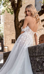 Women's Beach Spaghetti Strap Wedding Dresses for Bride 2025 Boho Long Lace Bridal Gowns for Wedding