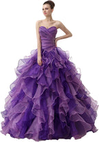 BMbride Women's Beading Sweetheart Ball Gown Tulle Layed Long Quinceanera Dress