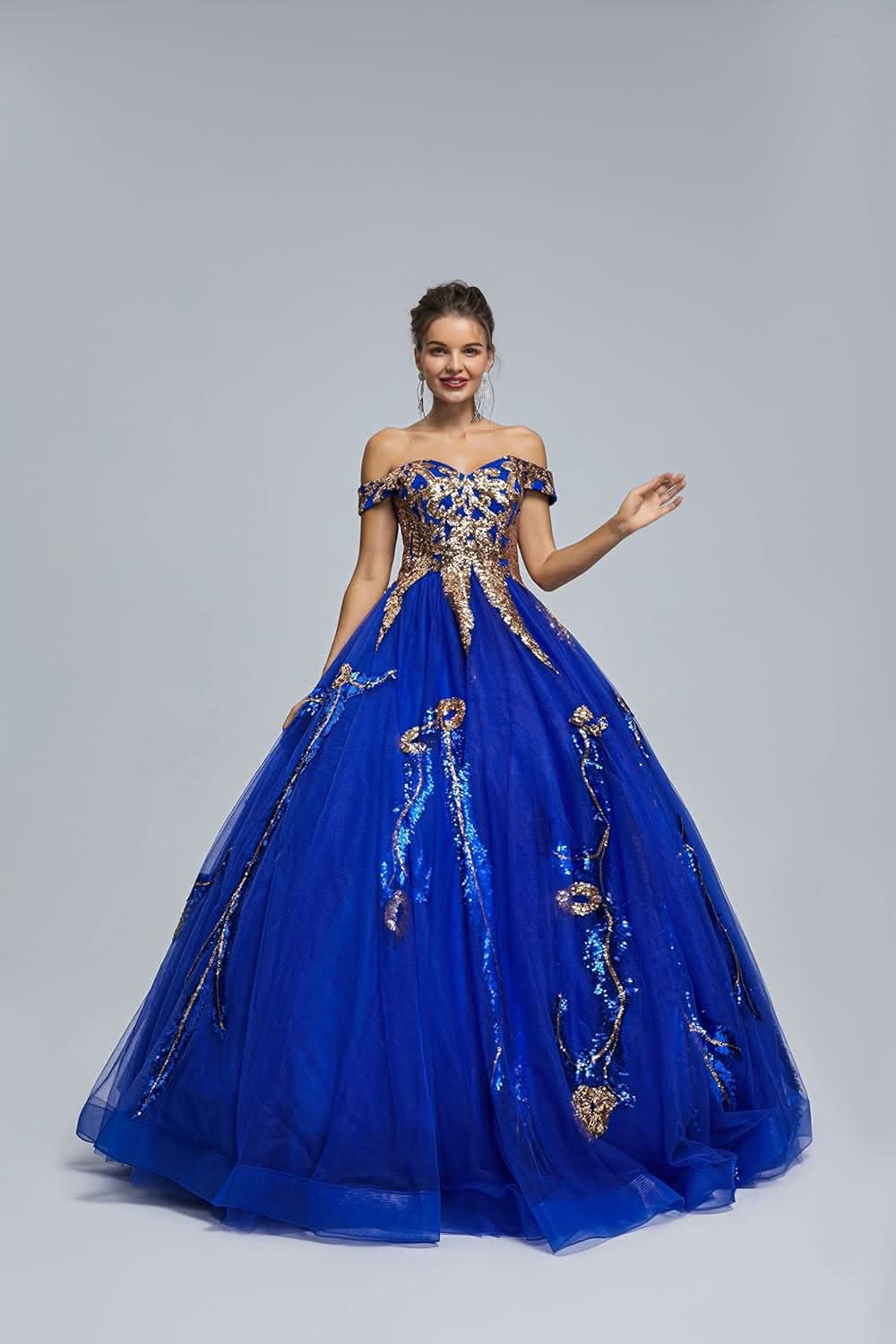 BMbride Women's Beading Sweetheart Ball Gown Tulle Layed Long Quinceanera Dress