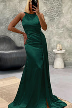 Elegant Jewel Strapless Mermaid Long Prom Dress with Pleats BM bride