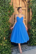 Elegant Blue Spaghetti-Straps Sweetheart Short Prom Dress BM bride