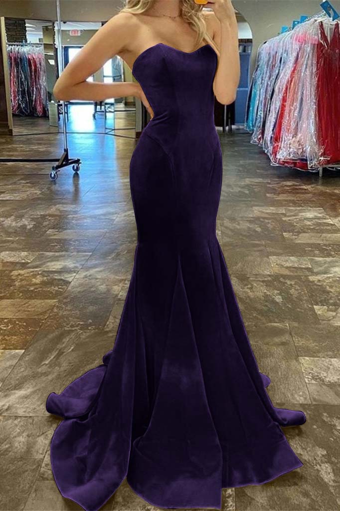 Charming Yellow Strapless Sleeveless Sweetheart Mermaid Long Prom Dress BMBRIDE
