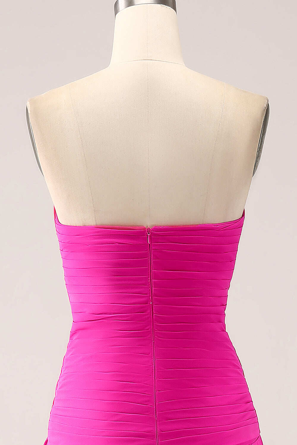 Gorgeous Fuchsia Strapless Cut Out Draped Pleated Prom Dress BMBRIDE