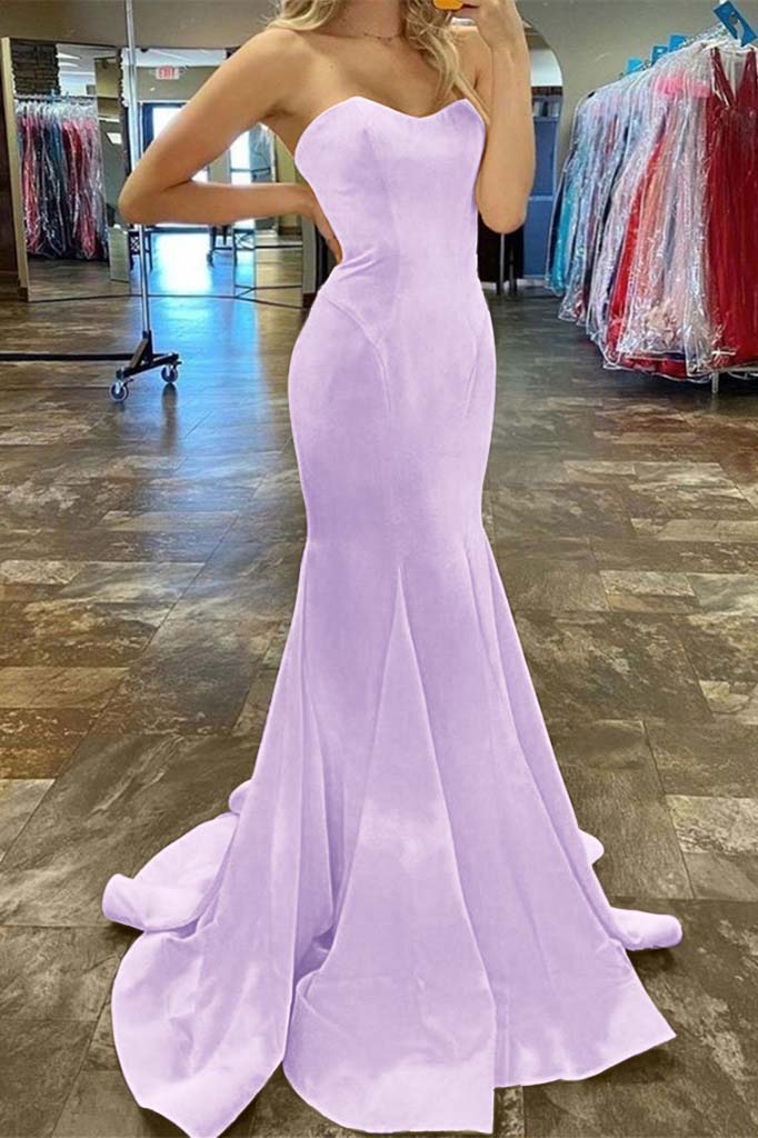 Charming Yellow Strapless Sleeveless Sweetheart Mermaid Long Prom Dress BMBRIDE