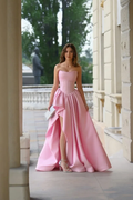 Strapless Sleeveless Side Split Long Prom Dress With Pleated