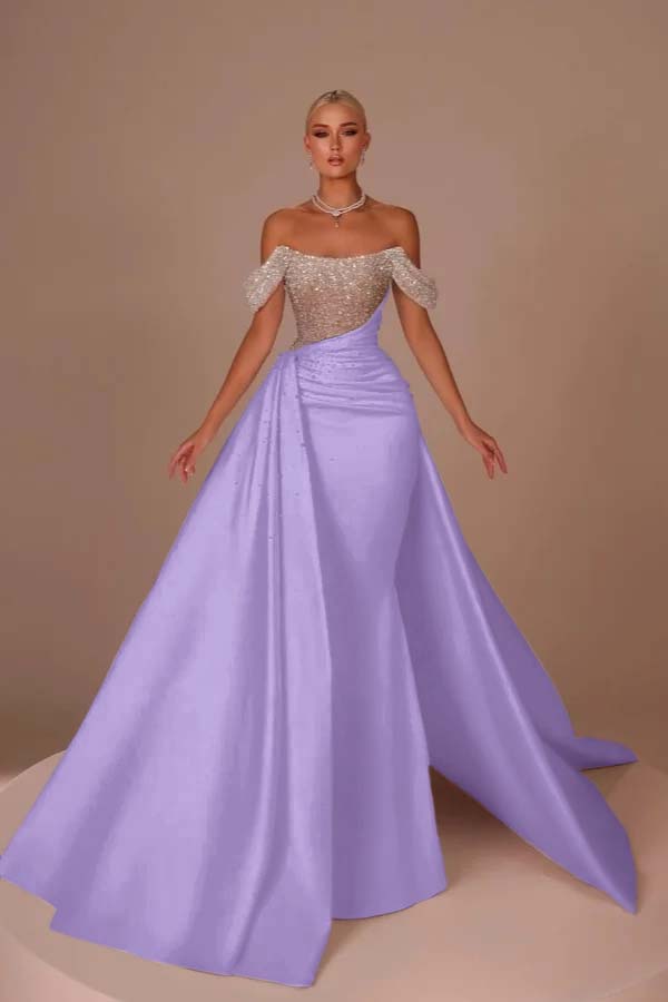 Off the Shoulder Strapless Mermaid Long Prom Dress With Sequins BMBRIDE