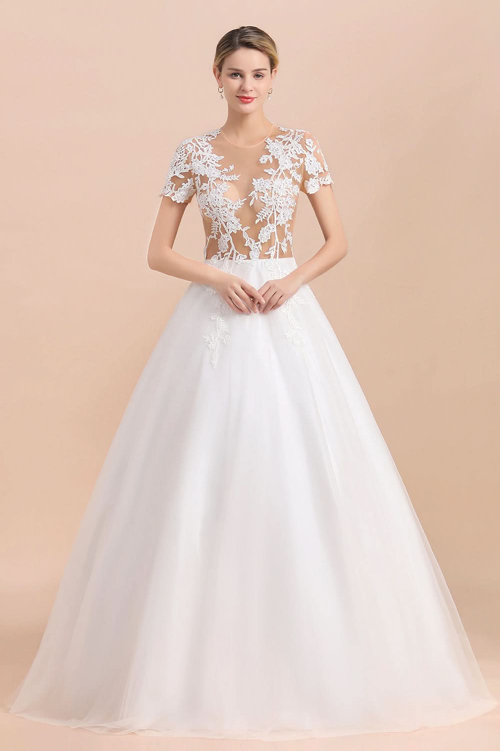 Fashion Lace Tulle A-line Wedding Dress BMbride